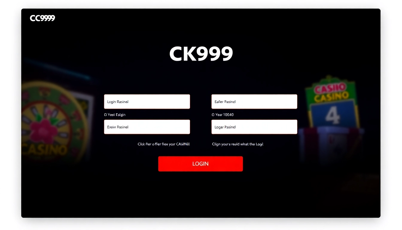 Secure ck999 login screen with easy access to online casino and sports betting features