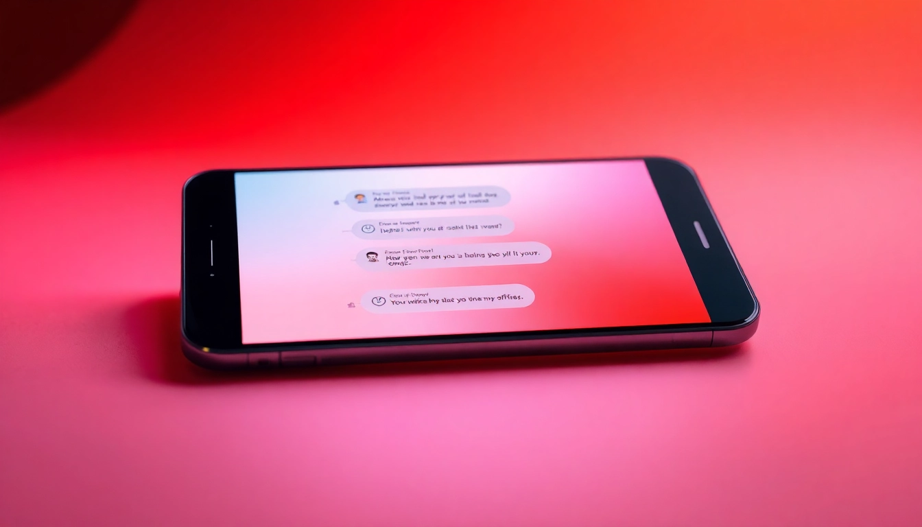 Illustration of a digital chat interface with AI characters.