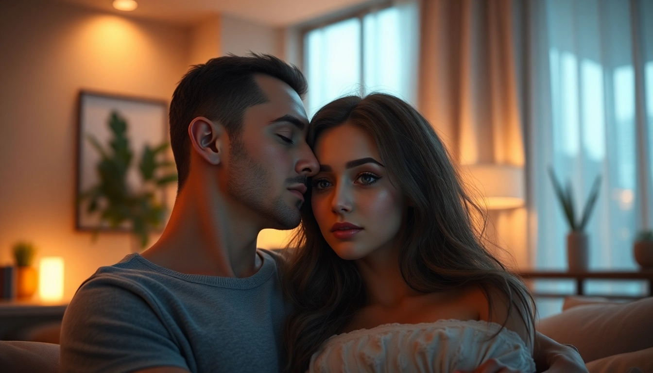 High-quality NSFW ai scene showing a hyper-realistic virtual influencer in a cozy setting with soft lighting and detailed textures, designed for realistic adult content.