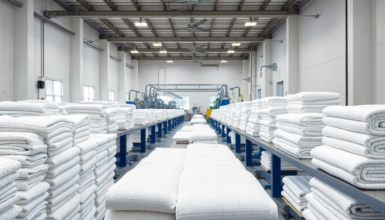 Efficient towel factory in Pakistan producing high-quality towels with modern machinery, showcasing quality craftsmanship.