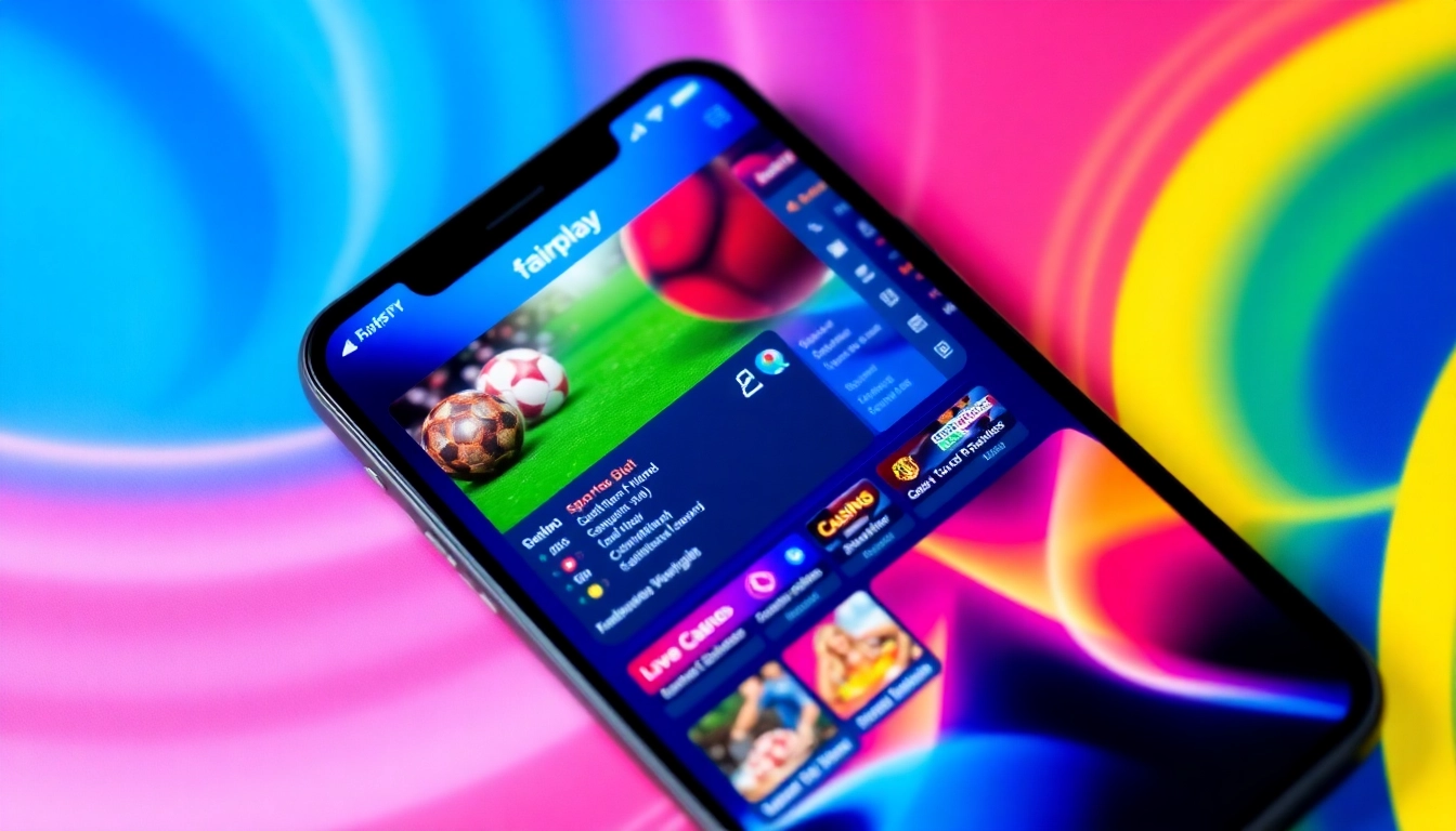 Accessible fairplay app interface showcasing sports betting and casino options for seamless gaming experience.