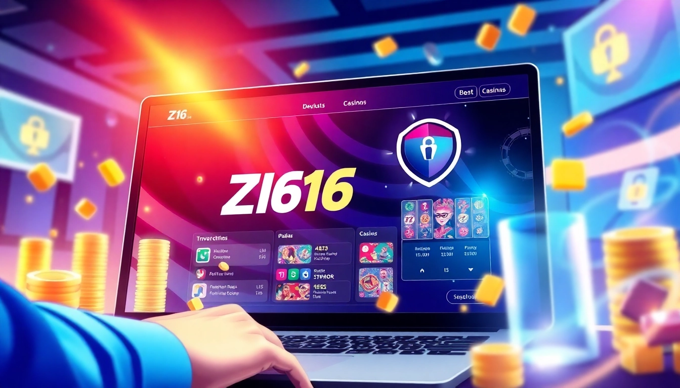 Professional image depicting a safe and secure z16 online casino platform with modern graphics