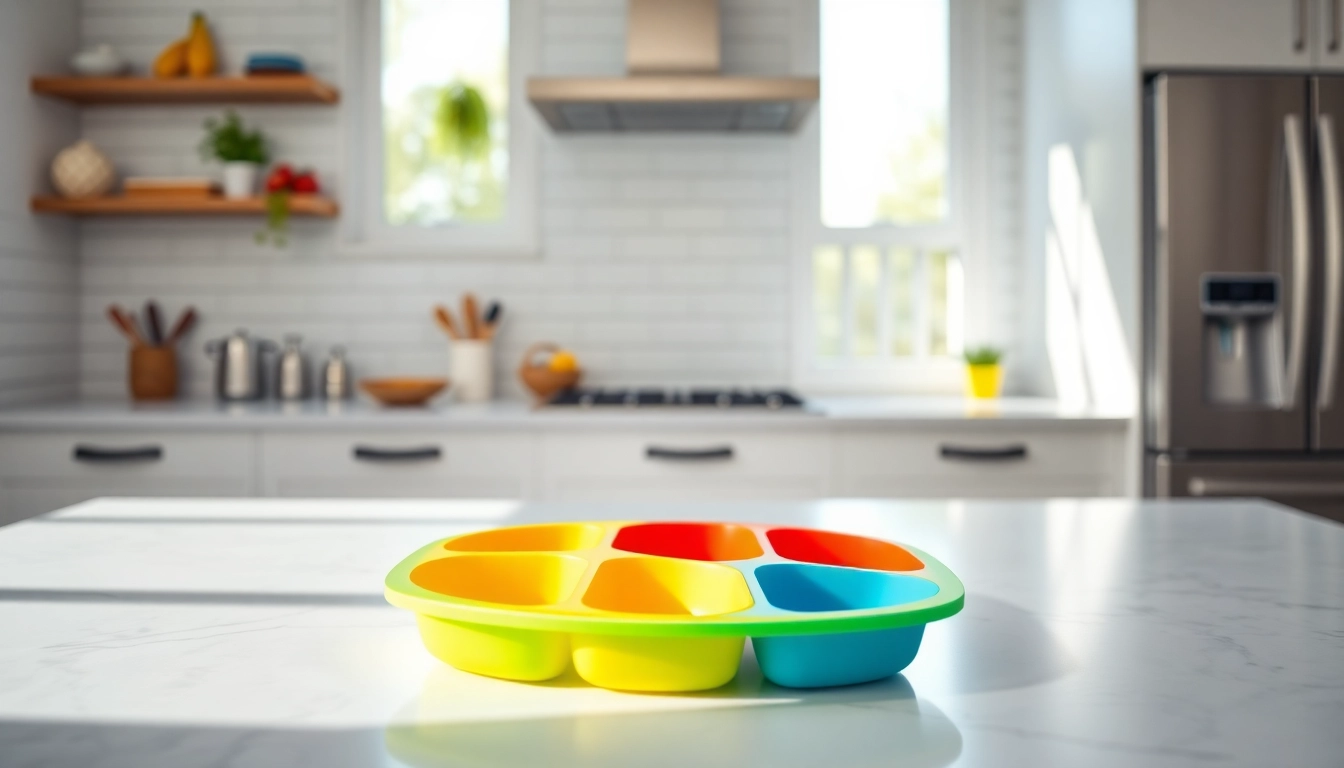 Piatto silicone divisorio 3 scomparti being used by a child at mealtime, highlighting its