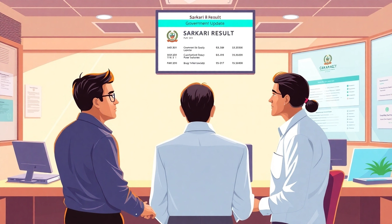 Sarkari Result updates displayed on government official's digital screens for job results and