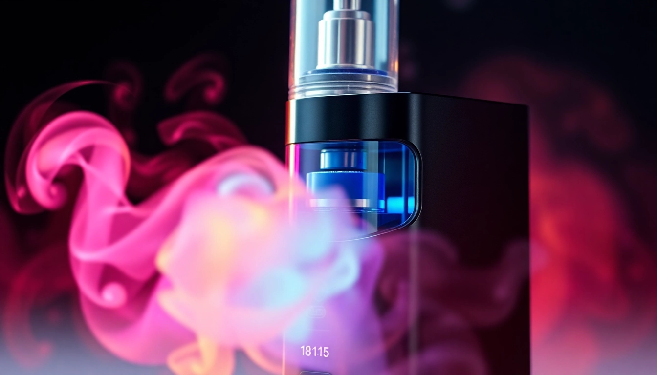 E-cigi device with colorful vapor clouds and sleek design for vaping enthusiasts