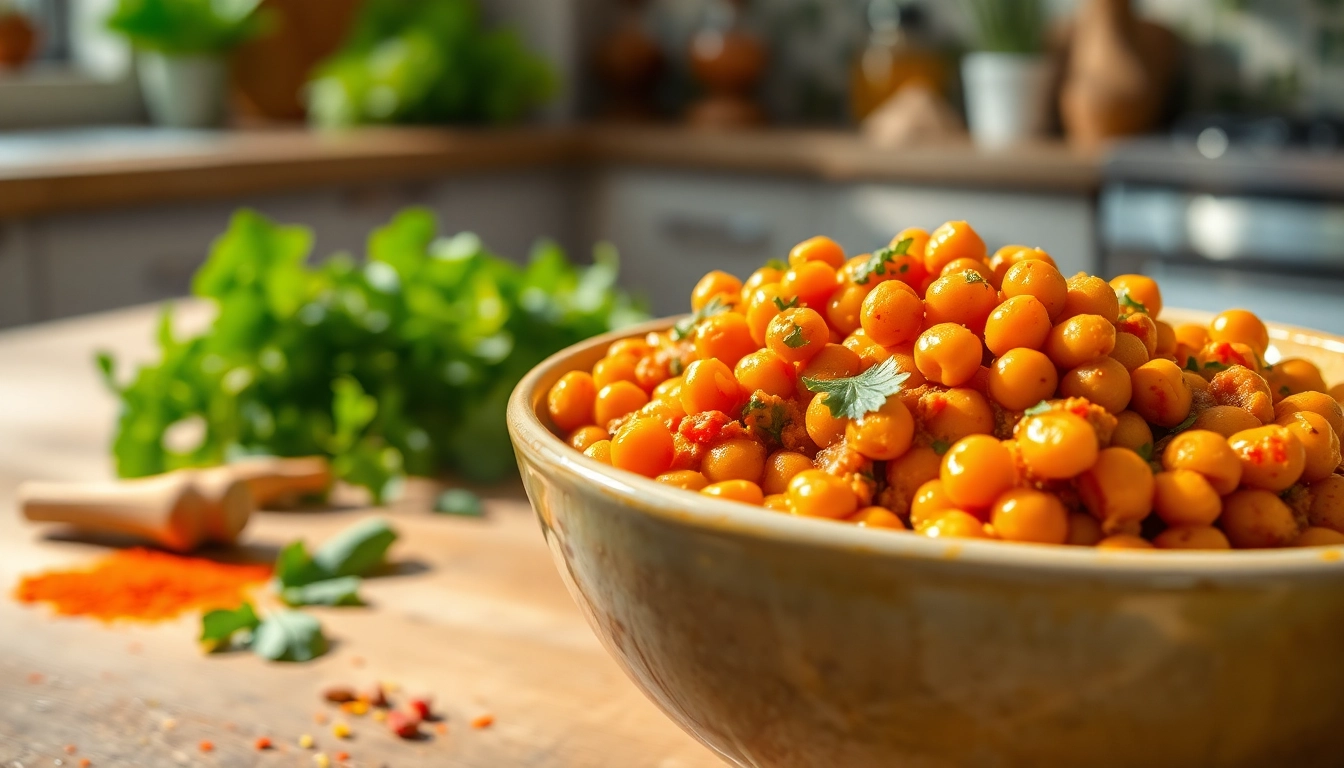 Hearty Ready to Eat Chana Masala served in a bowl with fresh cilantro and spices, inviting for