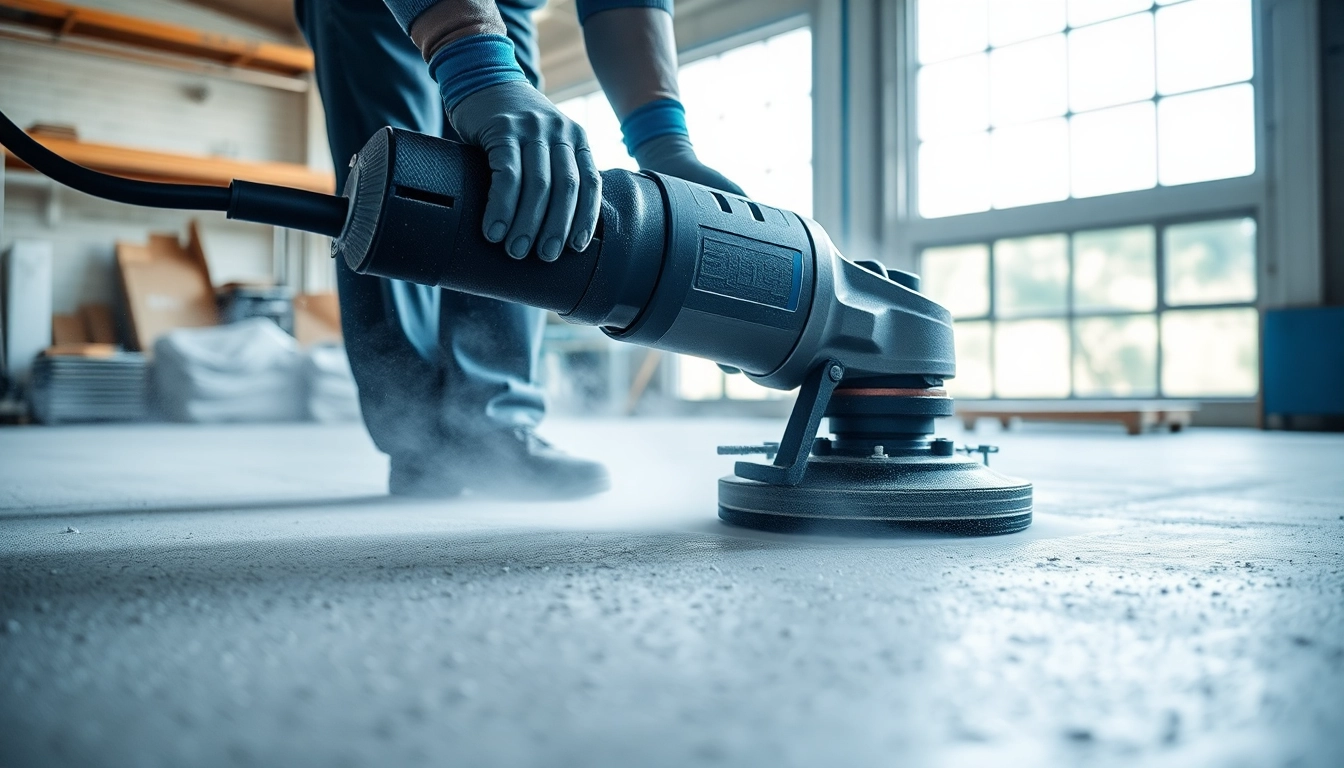 Expert concrete grinding Birmingham process showcasing a skilled technician smoothing a durable